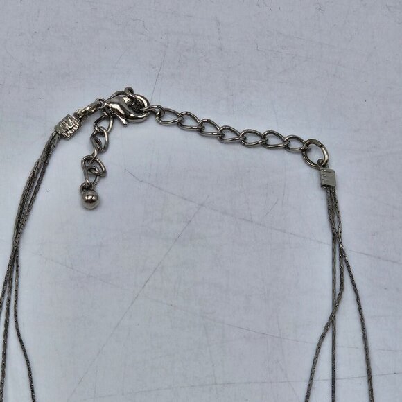 Vintage Teardrop Acrylic Crystal Dangle Layered Multi-Strand Necklace 16-18" - Picture 4 of 5